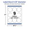 Avery Glossy Clear Round Labels with Sure Feed, 2.5" diameter